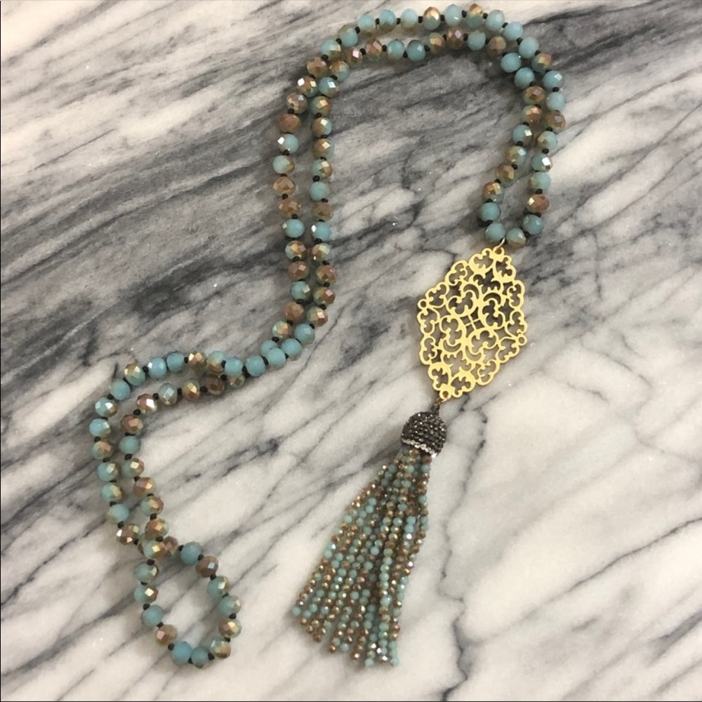 Long Boho Beaded Necklace